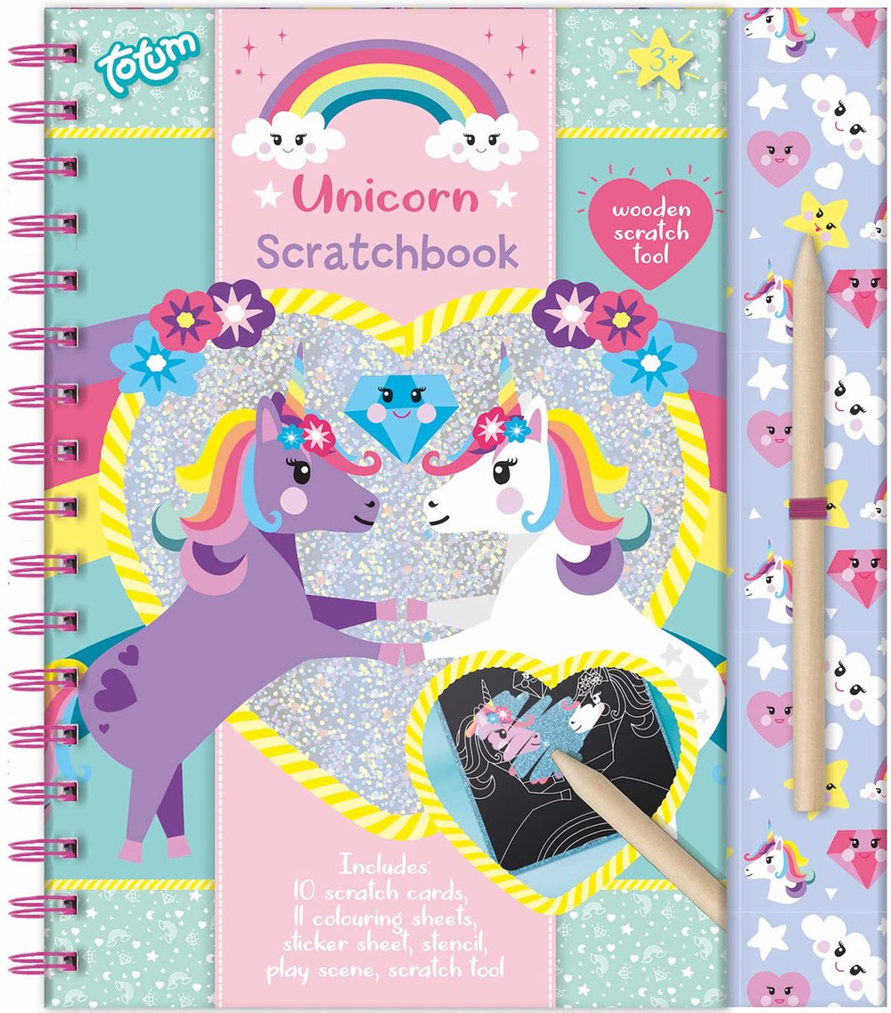 Totum Unicorn Holiday Book Activity Book Deluxe Scratch Cards Scratch Art Sticker and Coloring Book Girls Toys with Unicorns A5 25-piece