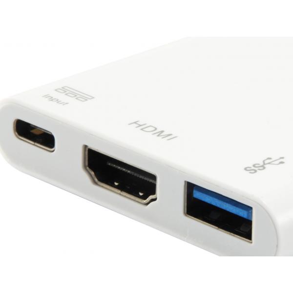 Equip 133461 USB type C naar HDMI vrouwelijk USB A vrouwelijk PD-adapter, 4K, plastic, 15 cm, wit