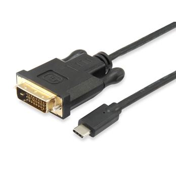 Equip 133468 USB type-C naar DVI-D kabel, mannelijk mannelijk, recht, 1,8 m, zwart