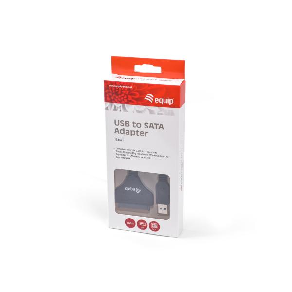 Equip 133471 USB3.0 naar SATA-adapter, mannelijk mannelijk, 0,5 m, zwart
