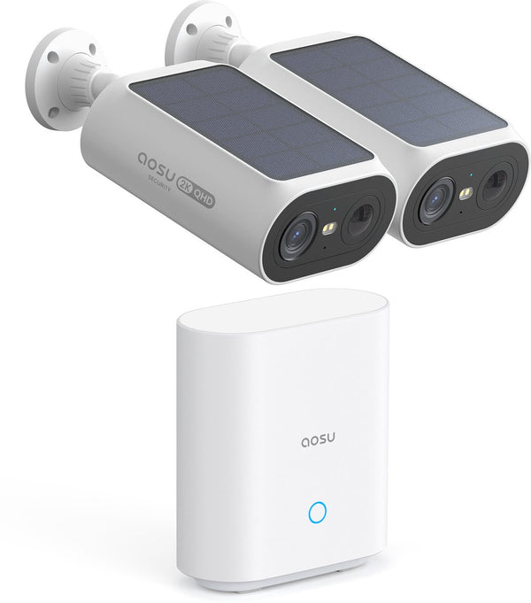 Aosu solarcam p1 se - 2 beveiligingscamera's met 2k resolutie - zonne-energie - 2-weg audio - ai
