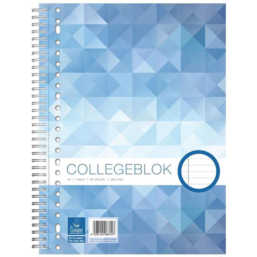 Ecolabel collegeblok 23r a4 gelijnd 22x29,5cm pak a 5 stuks