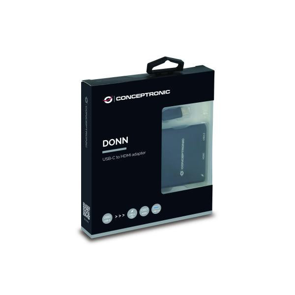 Conceptronic donn01b donn usb-c naar hdmi adapter, usb 3.2 gen 1 (3.1 gen 1) type-a c, hdmi, zwart