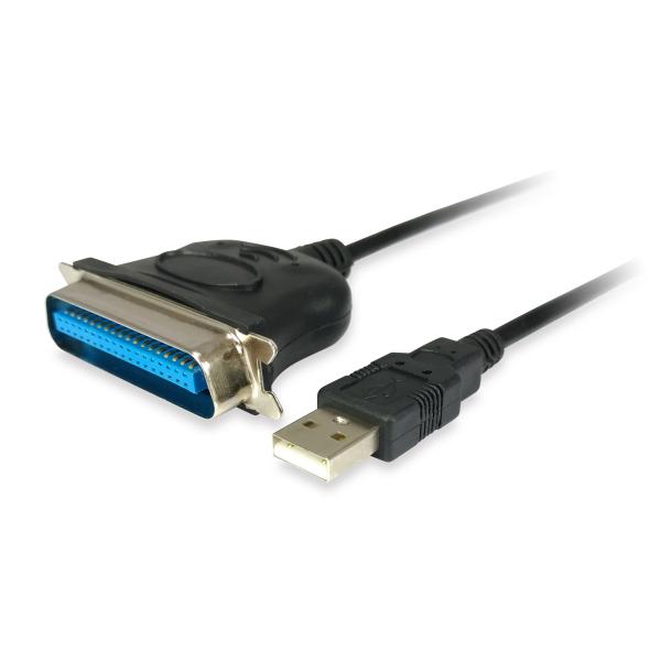 Equip 133383 USB naar parallelle adapterkabel, USB 2.0 -> IEEE1284, mannelijk mannelijk, zwart