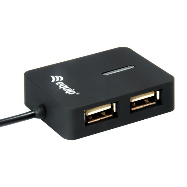Equip 128952, 4-port travel usb hub, usb 2.0, 480 mbit s, plastic, black
