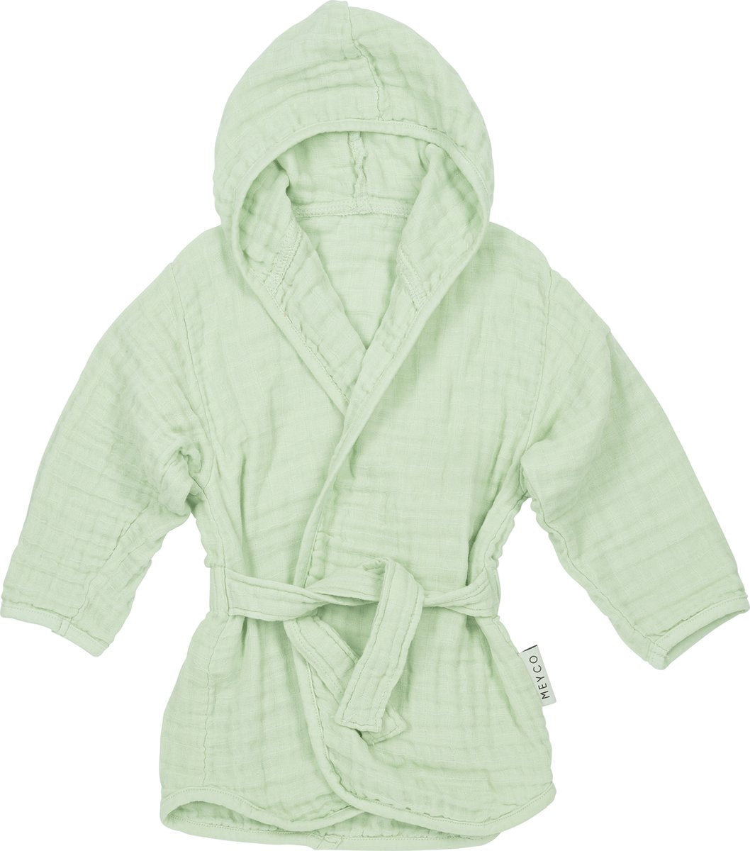 Meyco baby uni badjas - pre-washed hydrofiel - soft green - 98 104