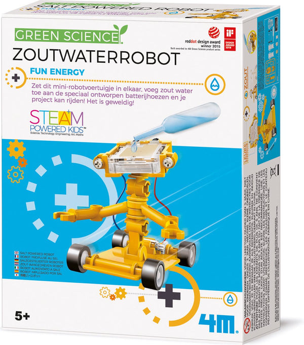 4m wetenschap en spel - maak je eigen zoutwater robot - bouwpakket - kidzlabs - green science - 5 jaar