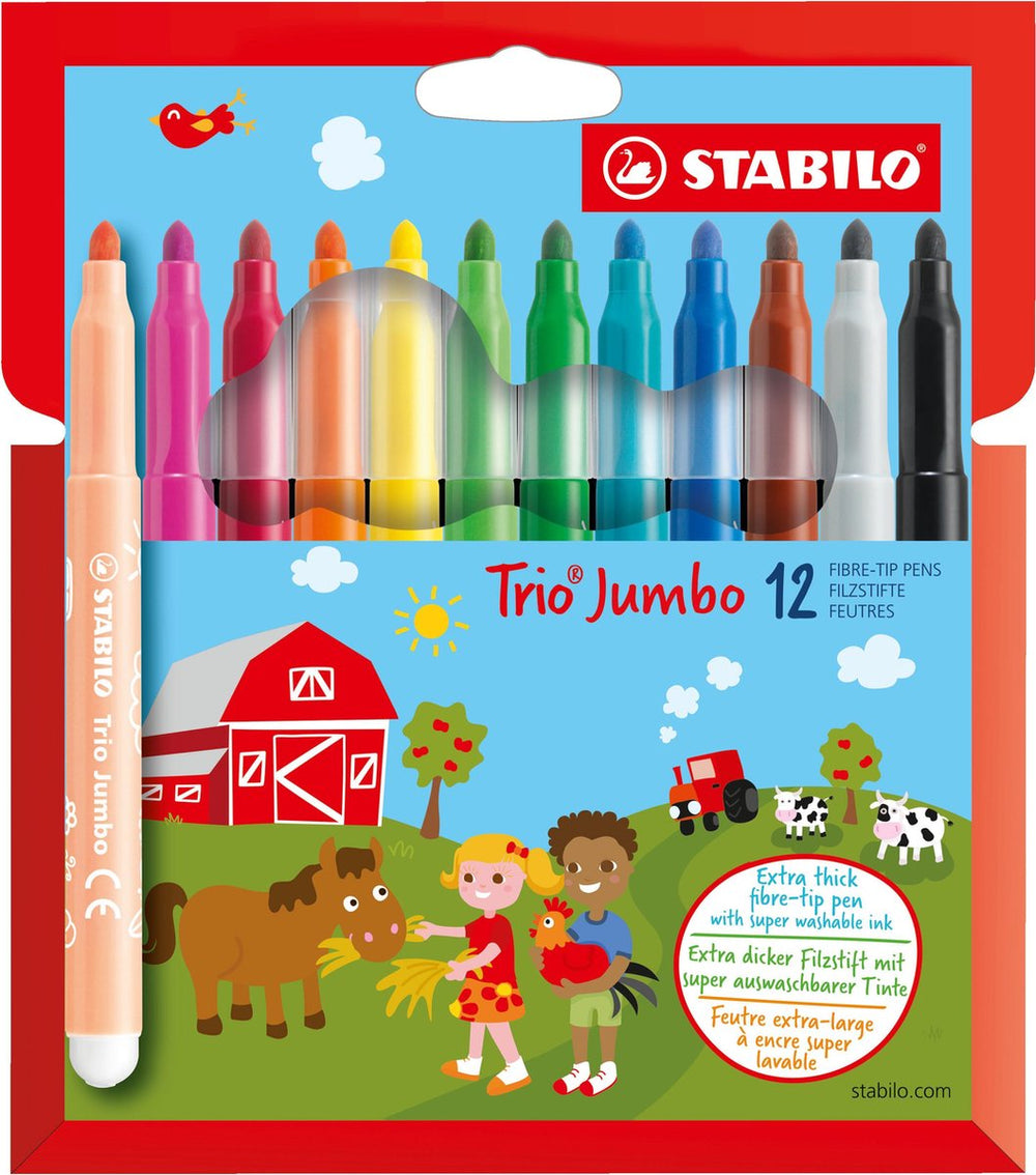 Stabilo trio jumbo - viltstift - set met 12 stuks