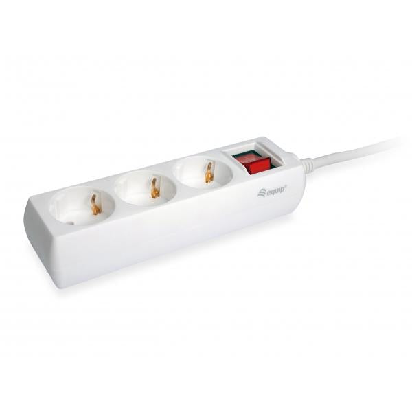 Equip 245551 stekkerdoos met 3 stopcontacten en schakelaar, 3x stopcontact(en) binnen, type f, 1,5 mm², 1,5 m, wit