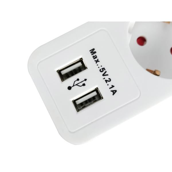 Uitrusting 245554, 5-voudige stekkerdoos met 2x USB, 5x AC-stopcontact(en) binnen, type F, 1,5 mm², 1,8 m
