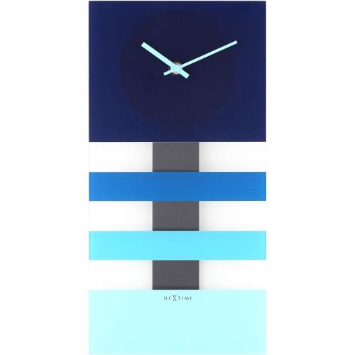 Nextime klok 2855bl bold stripes, 38x19 cm, wand, blauw
