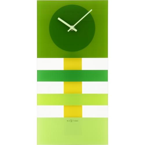 Nextime klok 2855gn bold stripes, 19 x 38 cm, wandklok, groen