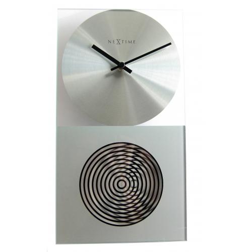 Nextime klok 3028 op klok, 16x30,2 cm, wand, glas, zilver