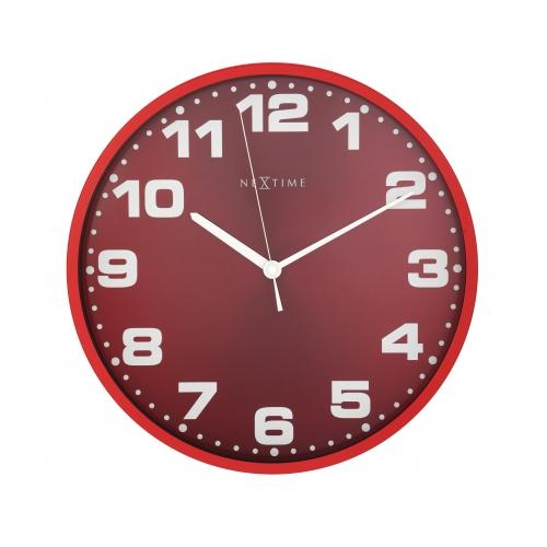 Nextime klok 3053ro dash rood, ø35 cm, wand, rood zilver