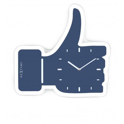 Nextime klok 3072bl duim omhoog, 40,5x41,5 cm, wand, blauw zilver