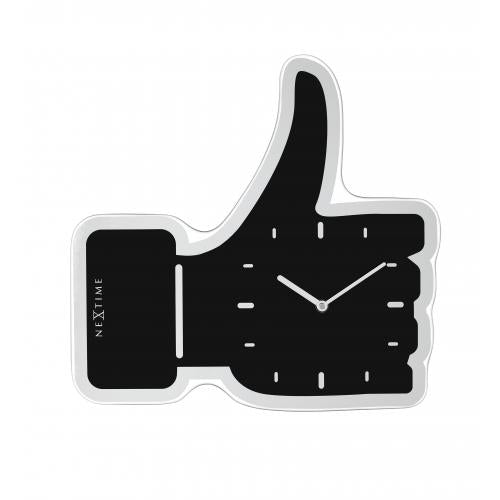 Nextime klok 3072zw duim omhoog, 40,5x41 cm, wand, zwart zilver