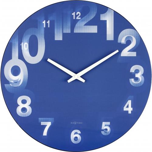 Nextime klok 3077bl 3d, ø39,5 cm, wand, blauw wit