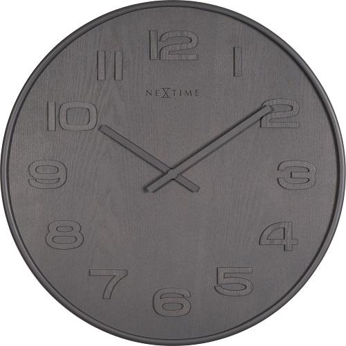 Nextime klok 3095gs hout groot, ø52,8 cm, wand, grijs