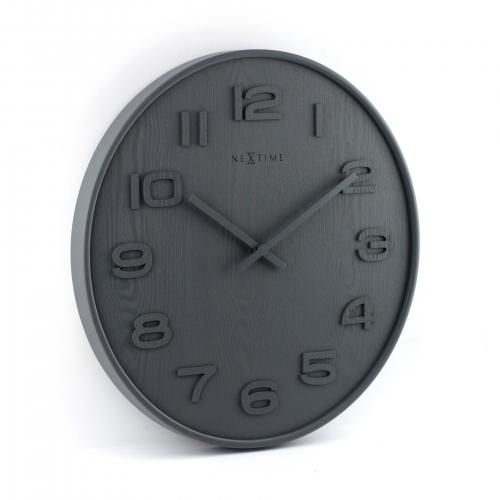 Nextime klok 3096gs hout medium, ø35,5 cm, wand, grijs
