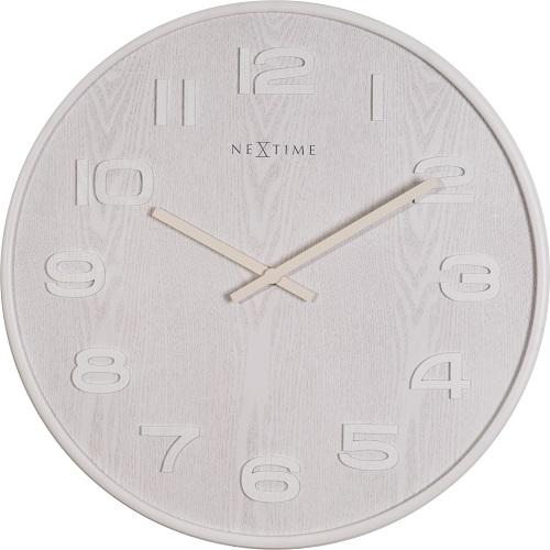 Nextime klok 3096wi hout medium, ø35,5 cm, wand, wit