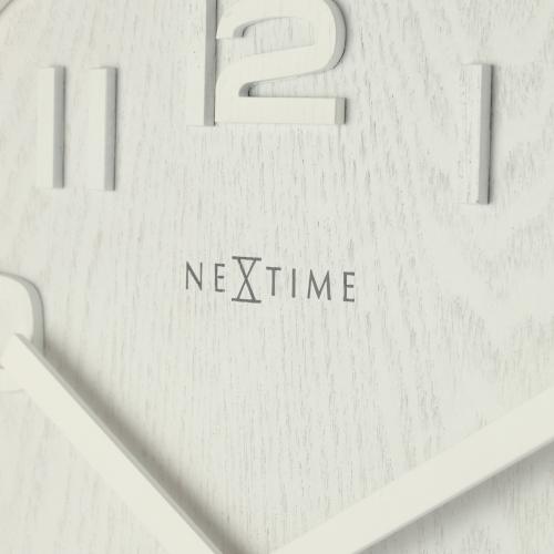 Nextime klok 3096wi hout medium, ø35,5 cm, wand, wit