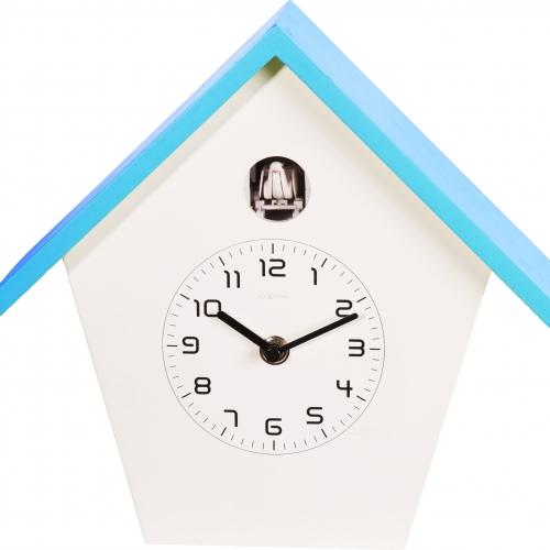 Nextime klok 3108bl birdy, 24,5x25,5x9,8 cm, wandklok, blauw wit