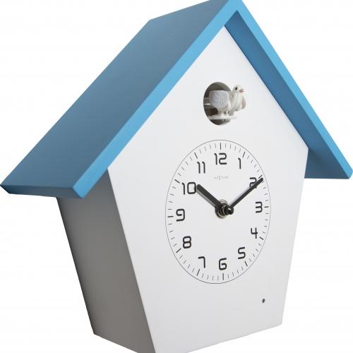 Nextime klok 3108bl birdy, 24,5x25,5x9,8 cm, wandklok, blauw wit