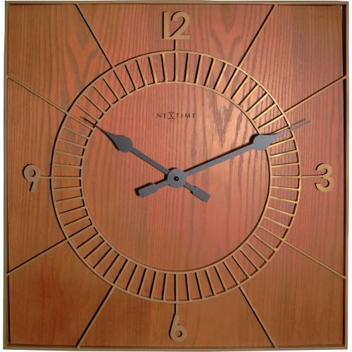 Nextime klok 3112br hout vierkant, 50x50 cm, wand, bruin