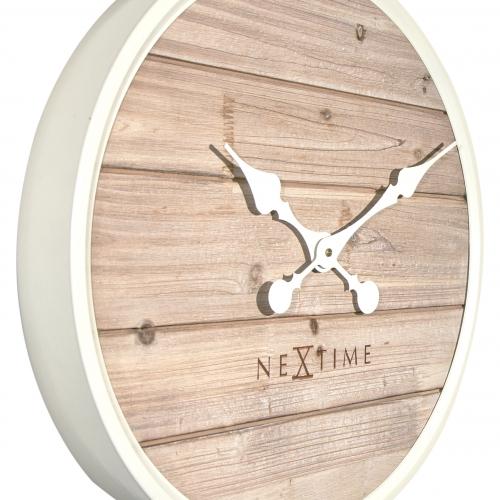Nextime klok 3134wi plank, ø50 cm, wand, wit