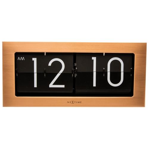 Nextime klok 5198co big flip, 16,7x36 cm, flip-over, koperzwart