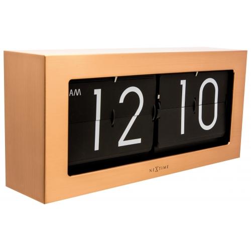 Nextime klok 5198co big flip, 16,7x36 cm, flip-over, koperzwart