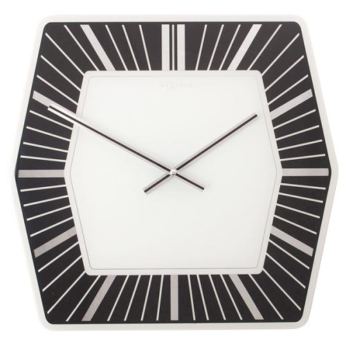 Nextime klok 8128zw hexagon, 43x43 cm, wand, wit