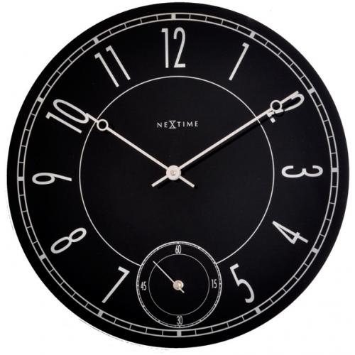 Nextime klok 8144 leitbring, ø43 cm, wand, zwart zilver glanzend