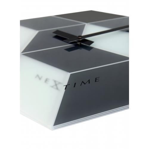 Nextime klok 8171 kubus, 43,5x37 cm, wand, zwart wit grijs