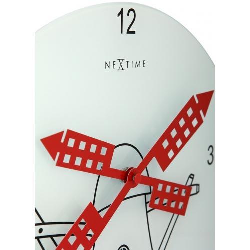 Nextime klok 8807 windmolen, ø30 cm, wand, wit zwart rood