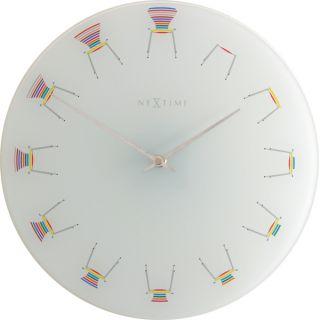 Nextime klok 8809 stoel, ø30 cm, wand, wit multikleur