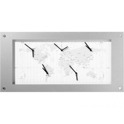 Nextime klok b1009065 tijdzone, 39x90 cm, wit zilver