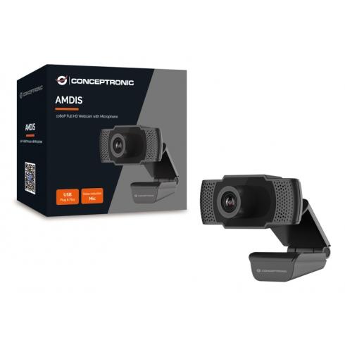 Conceptronic amdis01b full hd webcam met microfoon, usb, 2 mp, 1920 x 1080p 30 fps, h.264, 90°