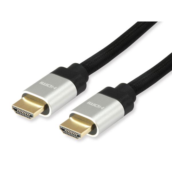 Equip 119383 HDMI-kabel, HDMI type A, 48 Gbit/s, audio return channel (ARC) zwart, zilver, 5 m