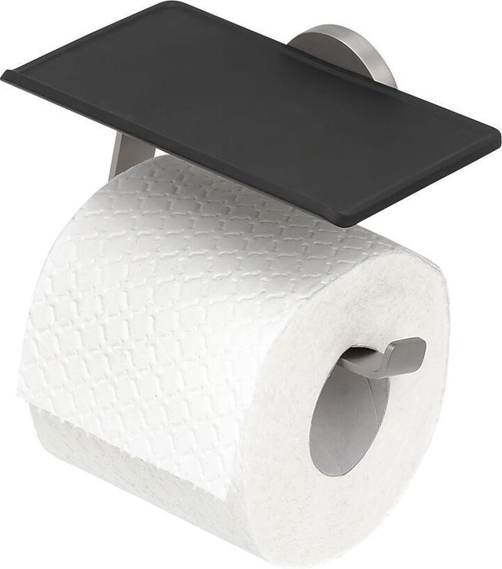 Tiger noon - wc rolhouder met planchet - toiletrolhouder - zonder boren - boren of lijmen - rvs geborsteld