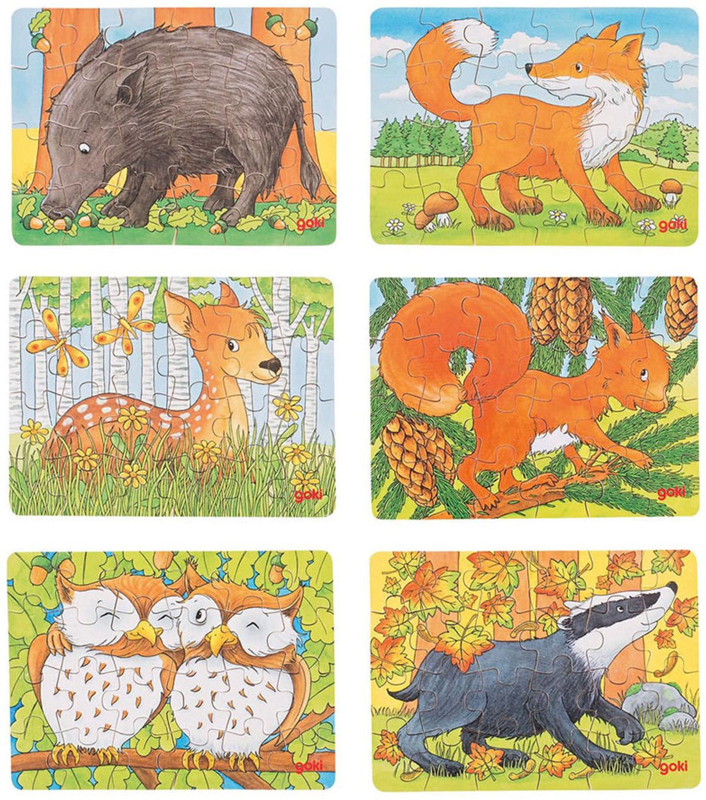 Goki houten minipuzzel bosdier, 24st.