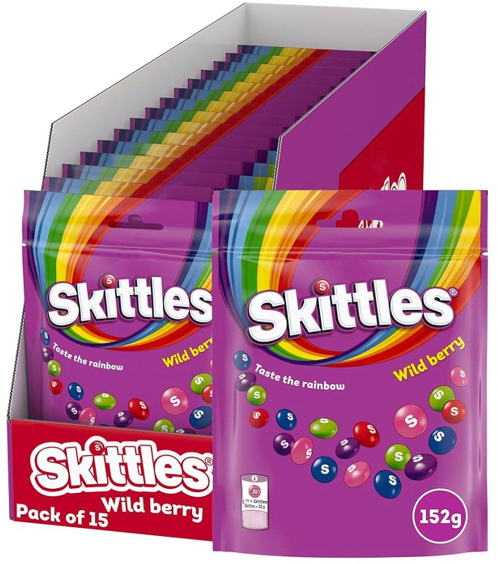 Skittles - snoep - wild berry - 15 zakken - 152 gram
