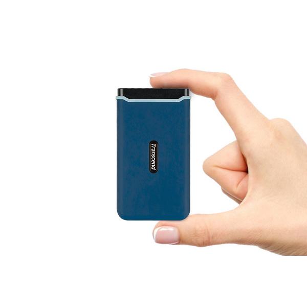 Transcend TS250GESD370C ESD370C externe SSD, 250 GB, USB type-A-C, PCIe, 1050 950 MB/s, marineblauw