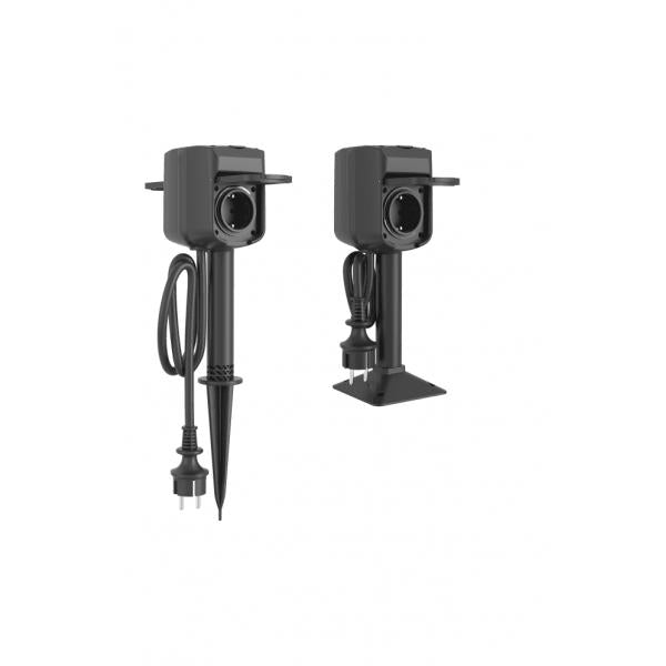 Woox r6079 slanke tweeweg buitencontactdoos, wifi, 2x schuko, ip44, 3680w, 16a