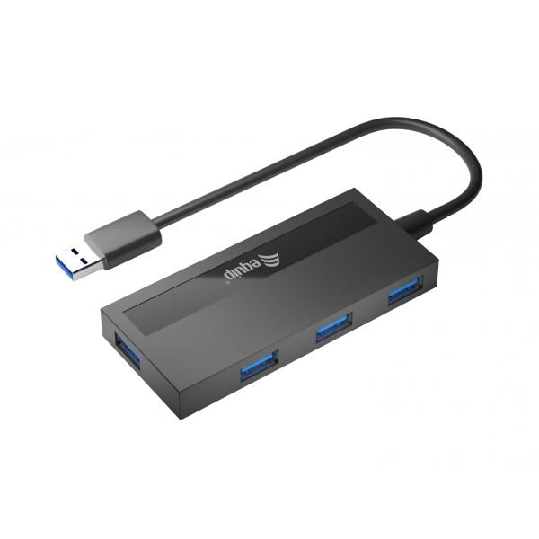 Equip 128956 4-poorts USB 3.0-hub met USB-C-adapter, USB 3.2 gen 1 type-A, 5000 Mbit s, zwart
