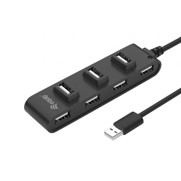 Equip 128957 7-poorts USB 2.0-hub, USB 2.0, USB 2.0, 480 Mbit S, zwart