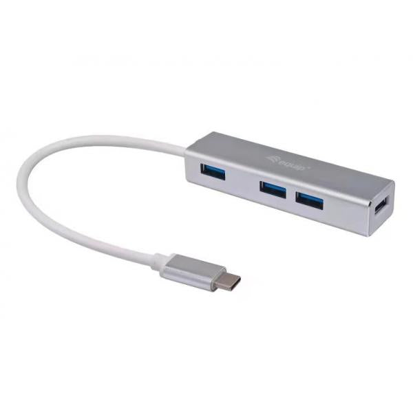 Equip 128958 USB-C naar 4-poorts USB 3.0 hubs, USB 3.2 gen 1 type-C, type-A, 5000 Mbit S, zilver