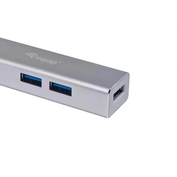Equip 128958 USB-C naar 4-poorts USB 3.0 hubs, USB 3.2 gen 1 type-C, type-A, 5000 Mbit S, zilver