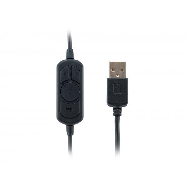Equip 245305 usb-headset, headset, hoofdband, callcenter voor kantoor, zwart, binaural, in-line bediening u