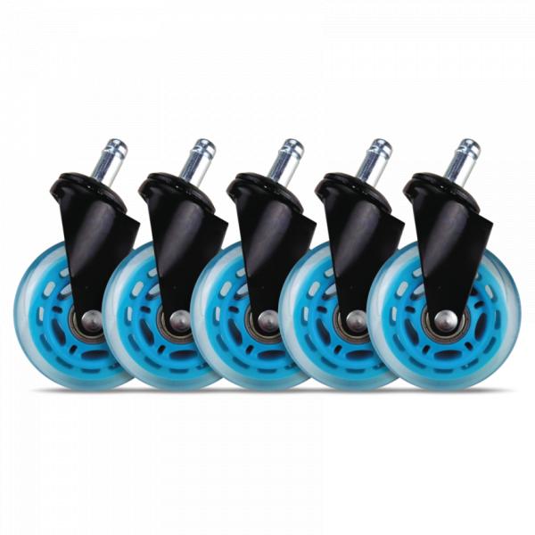 L33t gaming 160529 3 inch rubberen wielen, blauw, 5 stuks